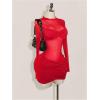 image:imageMakeMeChic Womens Mesh Sheer Cocktail Dress Y2K Long Sleeve Mock Neck Bodycon Club Mini Dresses Concert OutfitsRed