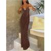 image:imageMakeMeChic Womens Polka Dots Cami Dress Metal Sleeveless Bodycon Summer Party Maxi DressesBrown