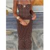 image:imageMakeMeChic Womens Polka Dots Cami Dress Metal Sleeveless Bodycon Summer Party Maxi DressesBrown