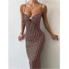 image:imageMakeMeChic Womens Polka Dots Cami Dress Metal Sleeveless Bodycon Summer Party Maxi DressesBrown