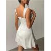 image:imageMakeMeChic Womens Satin Lace Mini Dress Silk Sleeveless Party Cocktail DressesWhite