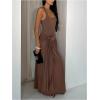 image:imageMakeMeChic Womens Square Neck Tank Dress Tie Knot A Line Swing Summer Maxi DressesCoffee