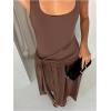image:imageMakeMeChic Womens Square Neck Tank Dress Tie Knot A Line Swing Summer Maxi DressesCoffee
