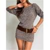 image:imageMakeMeChic Womens Winter Mini Sweater Dress Long Sleeve Boat Neck Knit Bodycon DressesCoffee Brown