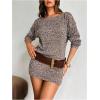 image:imageMakeMeChic Womens Winter Mini Sweater Dress Long Sleeve Boat Neck Knit Bodycon DressesCoffee Brown