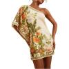 image:imageMakeMeChic Womens Boho Mini Dress Floral Ponchos Dolman Sleeve Dress One Shoulder Asymmetrical Loose Fit Flowy DressMulticolor