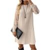 image:imageMakeMeChic Womens Boho Sweater Dress Long Sleeve Rib Knit Cozy Knee Length DressesKhaki