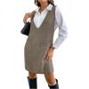 image:imageMakeMeChic Womens Casual Sweater Dress V Neck Sleeveless Knit Short Sweater Dresses with PocketA Mocha Brown
