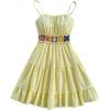 image:imageMakeMeChic Womens Floral Boho Mini Dress Spaghetti Strap Shirred Flowy A Line Cami DressesYellow