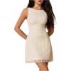 image:imageMakeMeChic Womens Floral Lace Dress Crew Neck Backless Tank Sleeveless Mini DressesApricot