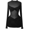 image:imageMakeMeChic Womens Mesh Sheer Cocktail Dress Y2K Long Sleeve Mock Neck Bodycon Club Mini Dresses Concert OutfitsBlack
