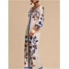 image:imageMakeMeChic Womens Boho Maxi Dress V Neck Button Lantern Sleeve Split Long DressesMulticolor