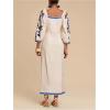 image:imageMakeMeChic Womens Boho Maxi Dress V Neck Button Lantern Sleeve Split Long DressesMulticolor