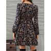 image:imageMakeMeChic Womens Floral Mini Dress Lace Deep V Neck Long Sleeve A Line Flare Party Short DressesMulticolor