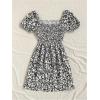 image:imageMakeMeChic Womens Floral Mini Dress Puff Sleeve Shirred Sundress Summer DressesBlack