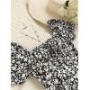 image:imageMakeMeChic Womens Floral Mini Dress Puff Sleeve Shirred Sundress Summer DressesBlack