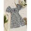 image:imageMakeMeChic Womens Floral Mini Dress Puff Sleeve Shirred Sundress Summer DressesBlack