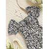 image:imageMakeMeChic Womens Floral Mini Dress Puff Sleeve Shirred Sundress Summer DressesBlack