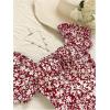 image:imageMakeMeChic Womens Floral Mini Dress Puff Sleeve Shirred Sundress Summer DressesBurgundy