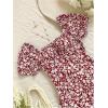 image:imageMakeMeChic Womens Floral Mini Dress Puff Sleeve Shirred Sundress Summer DressesBurgundy