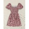 image:imageMakeMeChic Womens Floral Mini Dress Puff Sleeve Shirred Sundress Summer DressesBurgundy