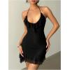 image:imageMakeMeChic Womens Open Back Halter Dress Ruffle Sleeveless Bodycon Party Short DressesBlack