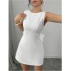 image:imageMakeMeChic Womens Party Dresses Crew Neck Mini Dress with Bow Back Sexy Birthday Elegant OutfitsWhite