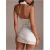 image:imageMakeMeChic Womens Summer Floral Lace Halter Mini Dress Ruched Tie Back Bodycon Y2K DressesApricot