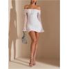 image:imageMakeMeChic Womens White Lace Dress Off The Shoulder Long Sleeve Bodycon Mini Dresses Valentines Day OutfitWhite