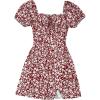 image:imageMakeMeChic Womens Floral Mini Dress Puff Sleeve Shirred Sundress Summer DressesBurgundy