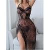 image:imageMakeMeChic Womens 2 Piece Lingerie Sets Cheetah Print Lace Sheer Bow Knot Cami Dress and Thongs SetCoffee Brown