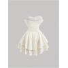 image:imageMakeMeChic Womens A Line Dress Ruffle Tiered Bandeau Shirred Tie Front Elegant Summer Short DressesApricot