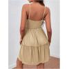 image:imageMakeMeChic Womens Beach Dresses Sweetheart Tiered Ruffle Flowy Cami Dress Short SundressApricot