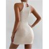 image:imageMakeMeChic Womens Bodycon Mini Dress Crew Neck Sleeveless Cut Out Short Halter DressesApricot