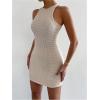 image:imageMakeMeChic Womens Bodycon Mini Dress Crew Neck Sleeveless Cut Out Short Halter DressesApricot