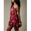 image:imageMakeMeChic Womens Boho Satin Halter Dress Tie Open Back A Line Swing Vacation Mini DressesMulticolor