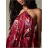 image:imageMakeMeChic Womens Boho Satin Halter Dress Tie Open Back A Line Swing Vacation Mini DressesMulticolor