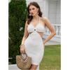 image:imageMakeMeChic Womens Bow Knot Tie Back Ruched Cut Out Halter Bodycon Summer Mini DressWhite