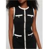 image:imageMakeMeChic Womens Button Down Tank Dress Color Block Sleeveless Work Office Short DressesBlack