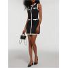 image:imageMakeMeChic Womens Button Down Tank Dress Color Block Sleeveless Work Office Short DressesBlack