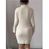 image:imageMakeMeChic Womens Button Lace Cable Knit Sweater Dress Long Sleeve Knit Bodycon Mini DressesApricot