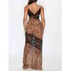 image:imageMakeMeChic Womens Cheetah Print Cami Dress Lace Deep V Neck Party Night Out Maxi DressesBrown