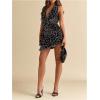 image:imageMakeMeChic Womens Cheetah Print Halter Mini Dress Ruffle Tiered Open Back Summer Y2K DressesDark Grey