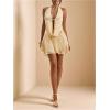 image:imageMakeMeChic Womens Cheetah Print Halter Mini Dress Ruffle Tiered Open Back Summer Y2K DressesYellow