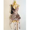 image:imageMakeMeChic Womens Cheetah Print Mini Dress Party Sleeveless Bodycon Draped Grunge Y2K Short DressesMocha Brown