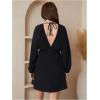 image:imageMakeMeChic Womens Deep V Neck Mini Dress Summer Beach Vacation Backless Dresses Casual SundressBlack