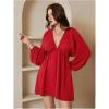 image:imageMakeMeChic Womens Deep V Neck Mini Dress Summer Beach Vacation Backless Dresses Casual SundressRed