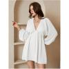 image:imageMakeMeChic Womens Deep V Neck Mini Dress Summer Beach Vacation Backless Dresses Casual SundressWhite