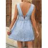image:imageMakeMeChic Womens Denim Dress V Neck Tie Front Sleeveless Summer Jean Mini DressesLight Wash