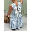 image:imageMakeMeChic Womens Floral Bow Back Tank Dress Ruffle Sleeveless Summer Short DressesBlue and White